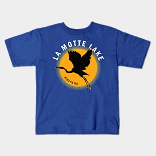 La Motte Lake in Wisconsin Heron Sunrise Kids T-Shirt